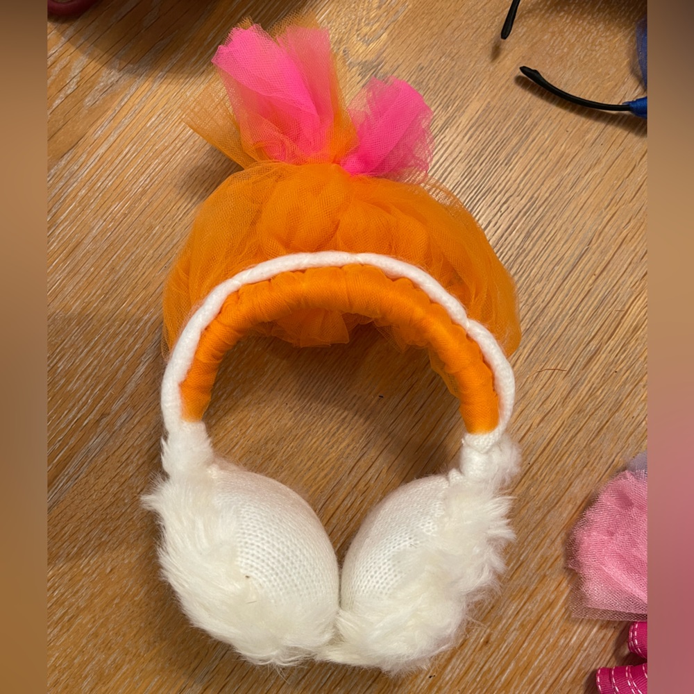 Trolls DJ headband wig headpiece earmuffs